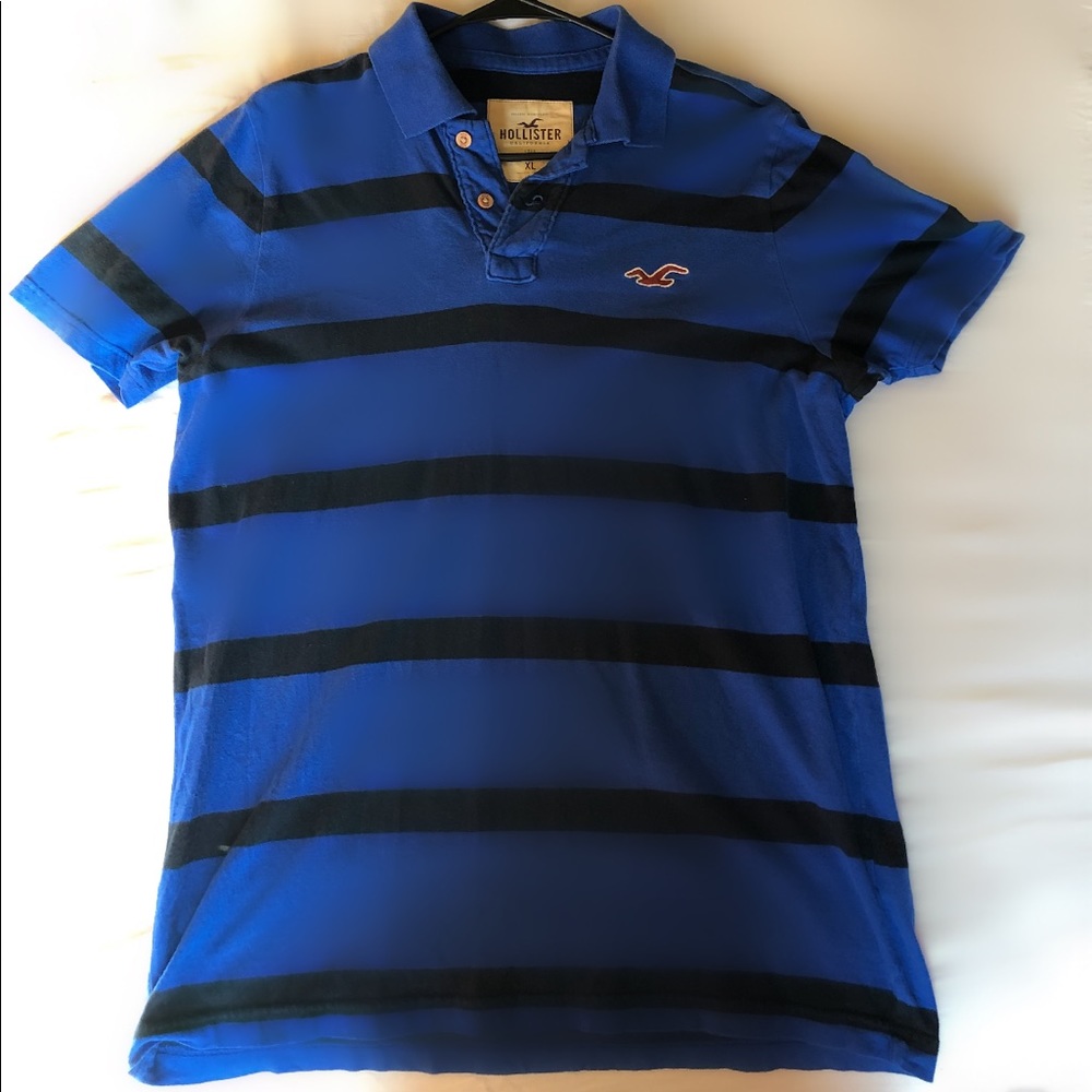 Guys Hollister Striped Polo Shirt. (XL)